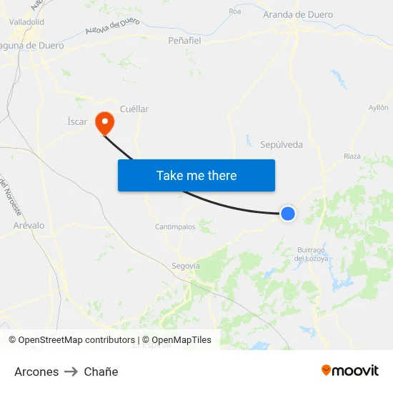 Arcones to Chañe map