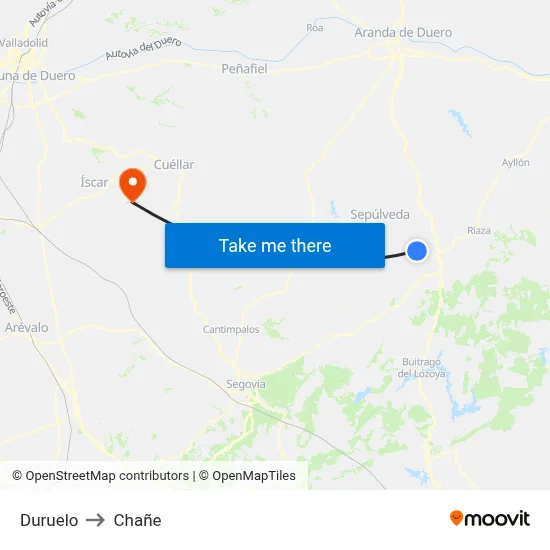 Duruelo to Chañe map