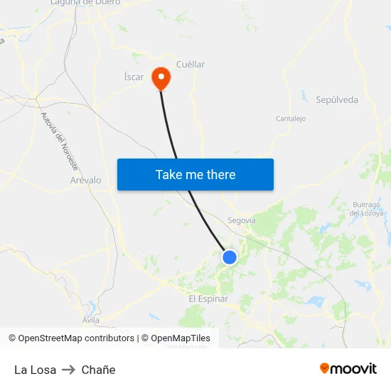 La Losa to Chañe map