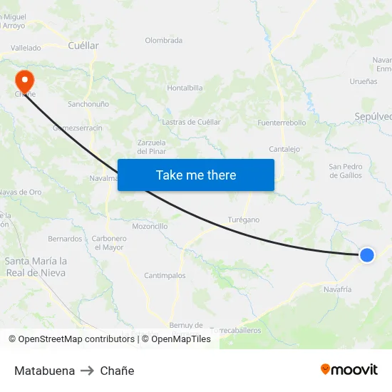 Matabuena to Chañe map
