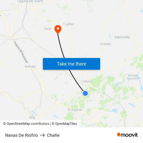 Navas De Riofrío to Chañe map