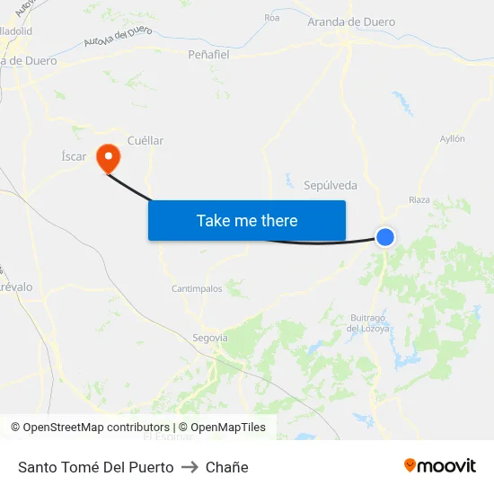 Santo Tomé Del Puerto to Chañe map
