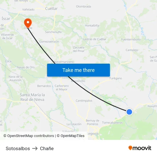 Sotosalbos to Chañe map