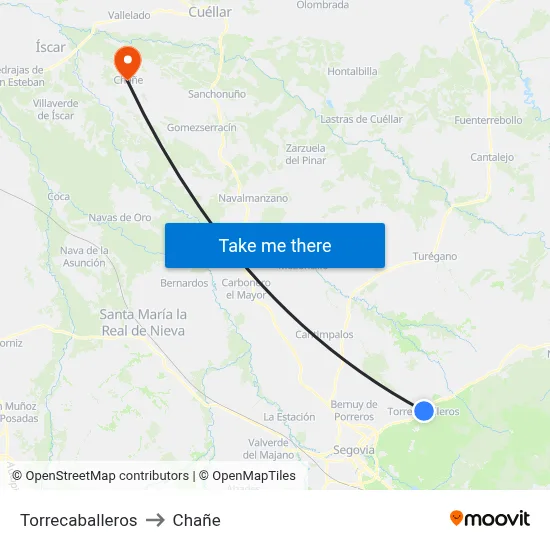 Torrecaballeros to Chañe map