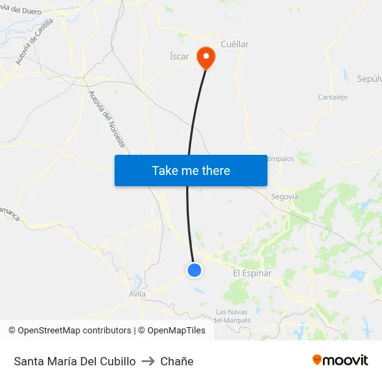 Santa María Del Cubillo to Chañe map