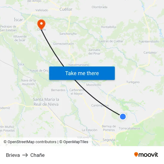 Brieva to Chañe map