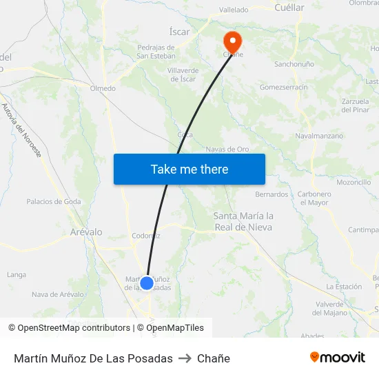 Martín Muñoz De Las Posadas to Chañe map