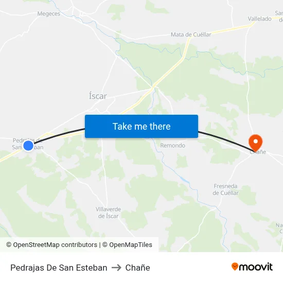 Pedrajas De San Esteban to Chañe map