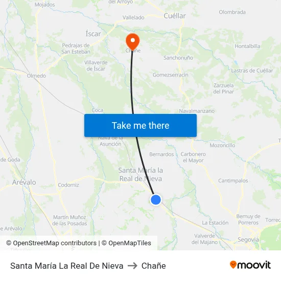 Santa María La Real De Nieva to Chañe map