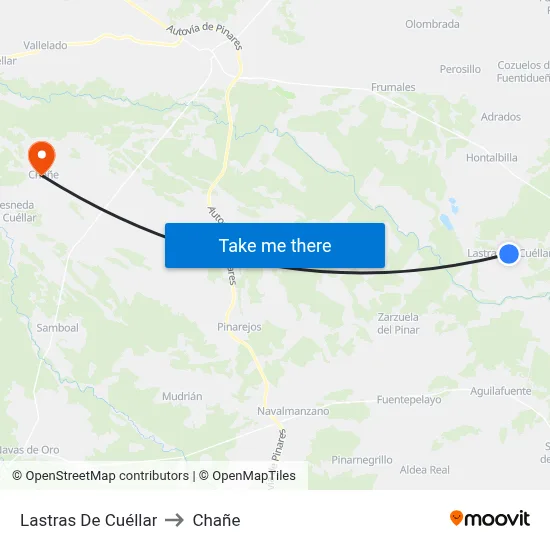 Lastras De Cuéllar to Chañe map