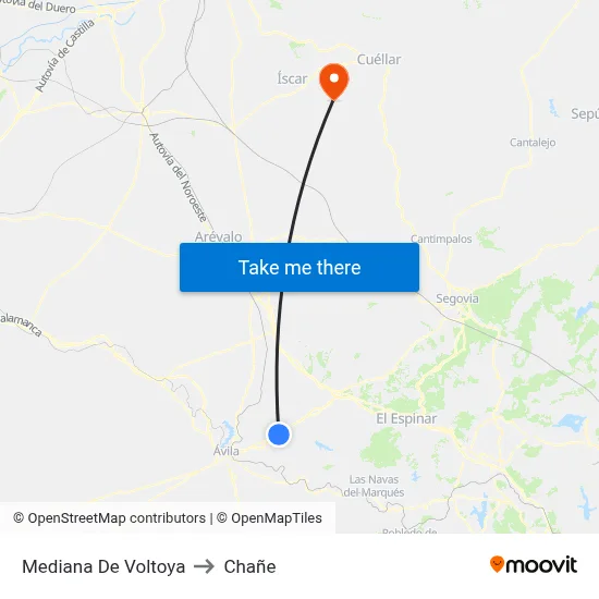 Mediana De Voltoya to Chañe map