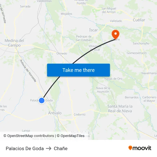 Palacios De Goda to Chañe map