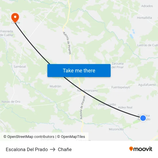 Escalona Del Prado to Chañe map