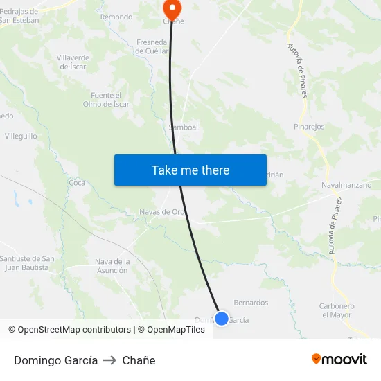 Domingo García to Chañe map