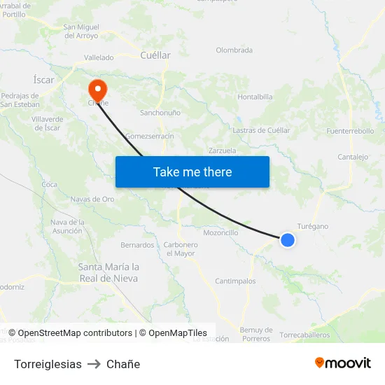 Torreiglesias to Chañe map