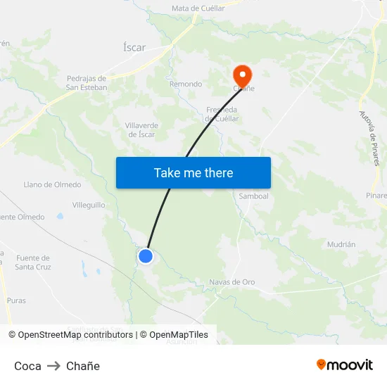 Coca to Chañe map