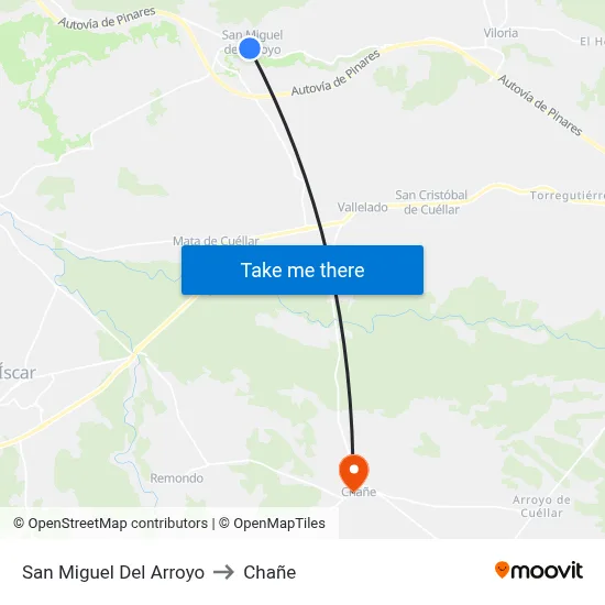 San Miguel Del Arroyo to Chañe map