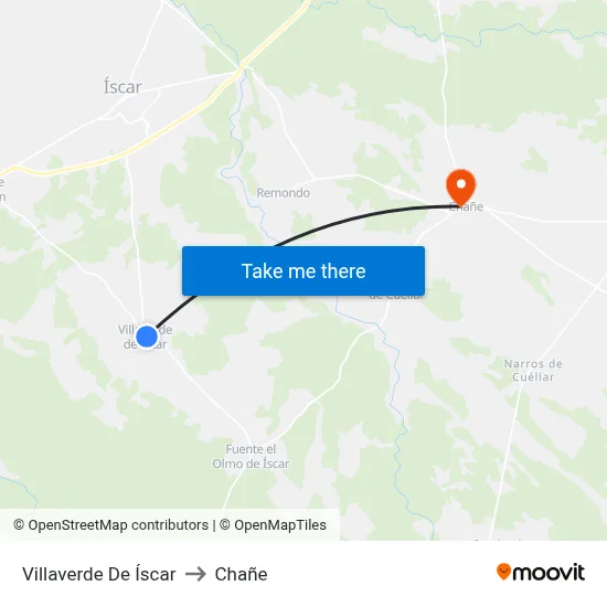 Villaverde De Íscar to Chañe map