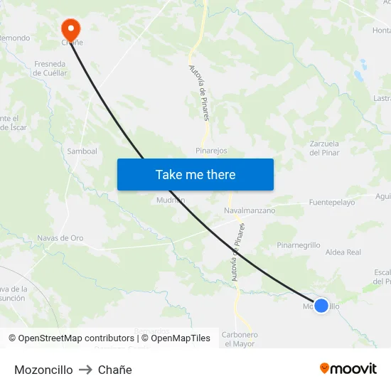 Mozoncillo to Chañe map