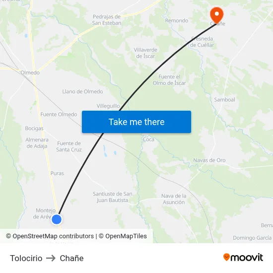 Tolocirio to Chañe map