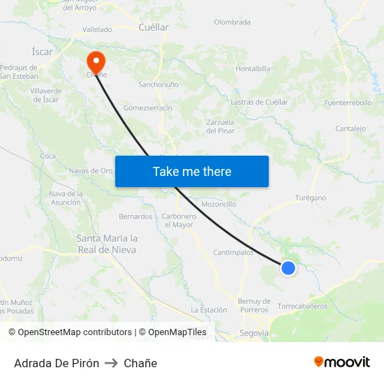 Adrada De Pirón to Chañe map