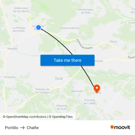 Portillo to Chañe map