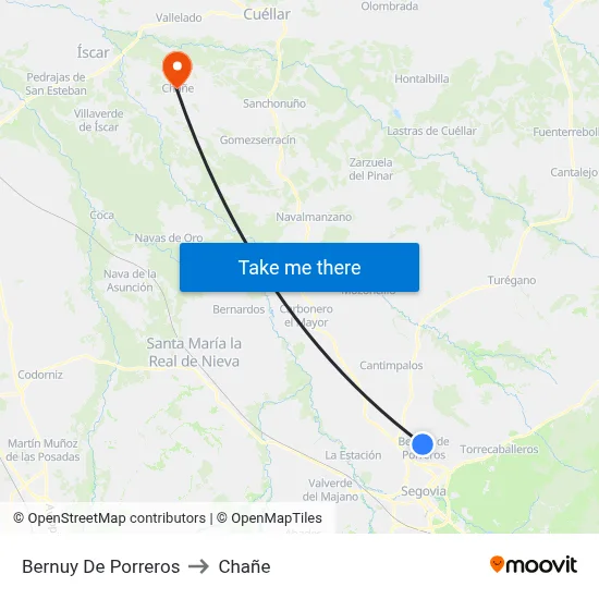Bernuy De Porreros to Chañe map