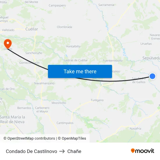 Condado De Castilnovo to Chañe map