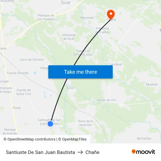 Santiuste De San Juan Bautista to Chañe map