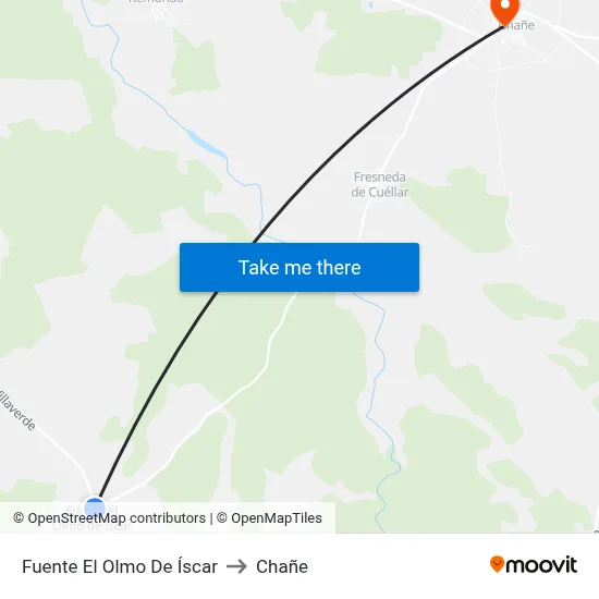 Fuente El Olmo De Íscar to Chañe map