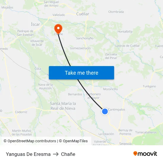 Yanguas De Eresma to Chañe map
