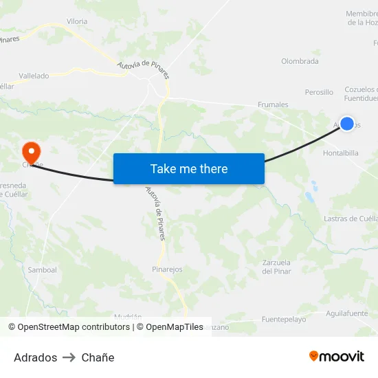 Adrados to Chañe map