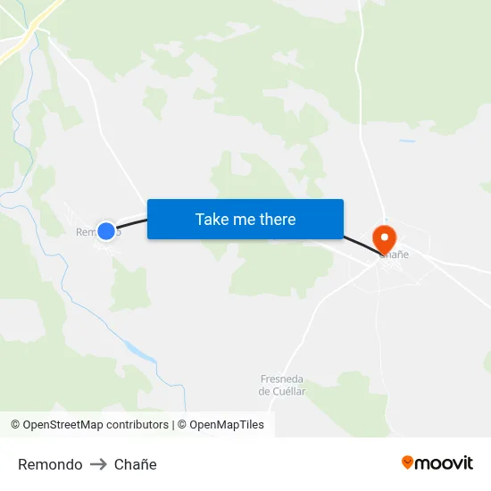 Remondo to Chañe map
