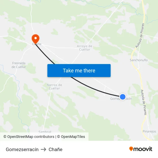 Gomezserracín to Chañe map