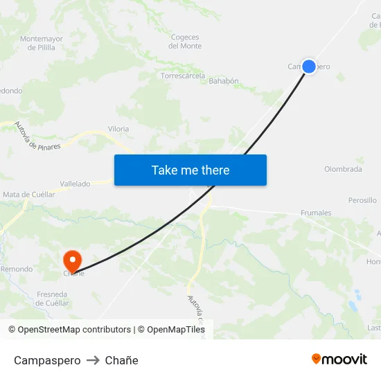 Campaspero to Chañe map