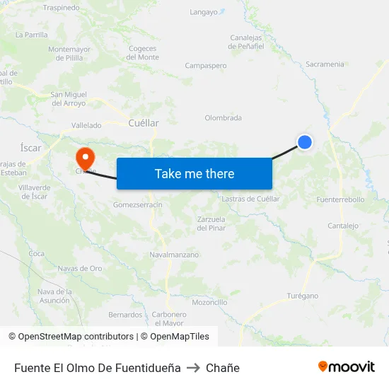 Fuente El Olmo De Fuentidueña to Chañe map