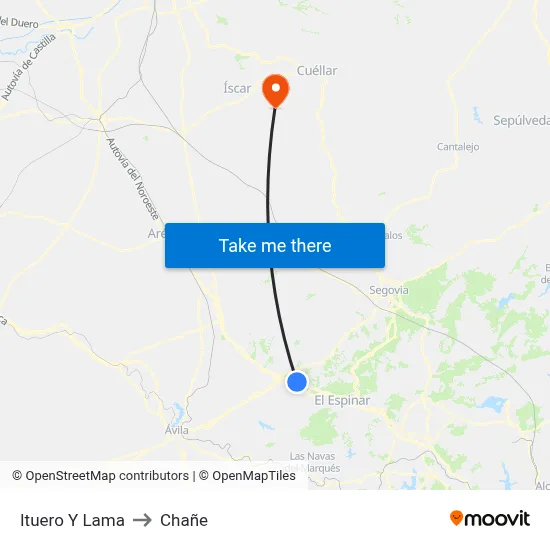 Ituero Y Lama to Chañe map