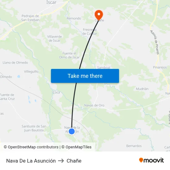 Nava De La Asunción to Chañe map