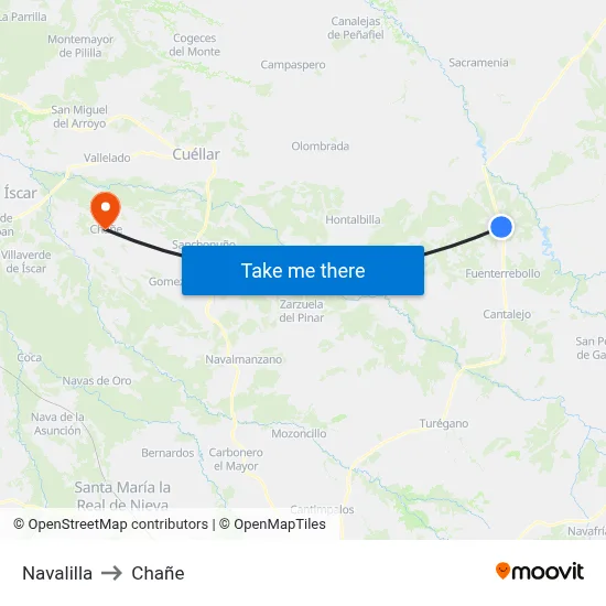 Navalilla to Chañe map