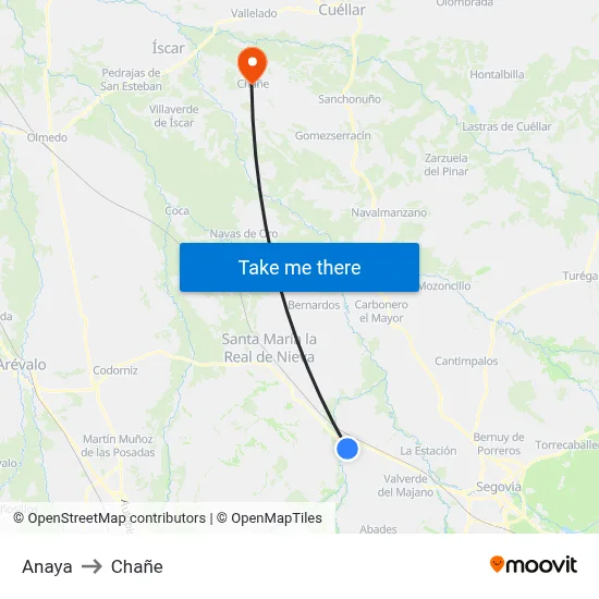 Anaya to Chañe map