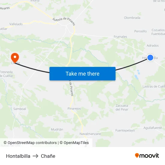 Hontalbilla to Chañe map