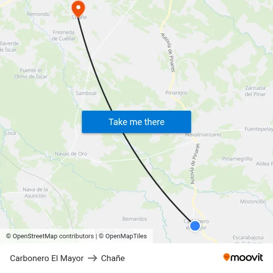 Carbonero El Mayor to Chañe map