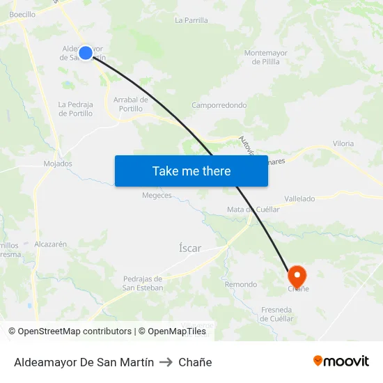 Aldeamayor De San Martín to Chañe map