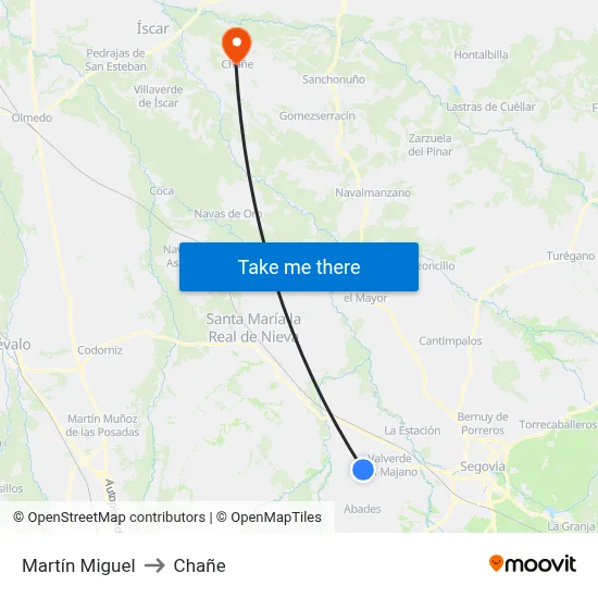 Martín Miguel to Chañe map