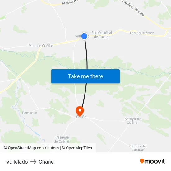 Vallelado to Chañe map