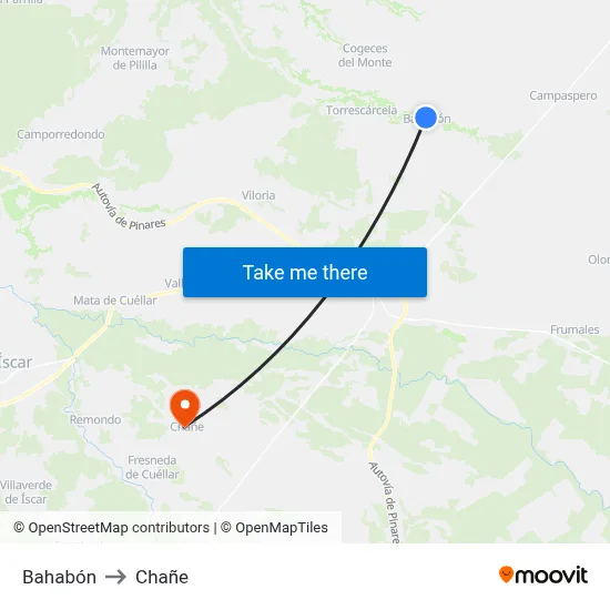Bahabón to Chañe map