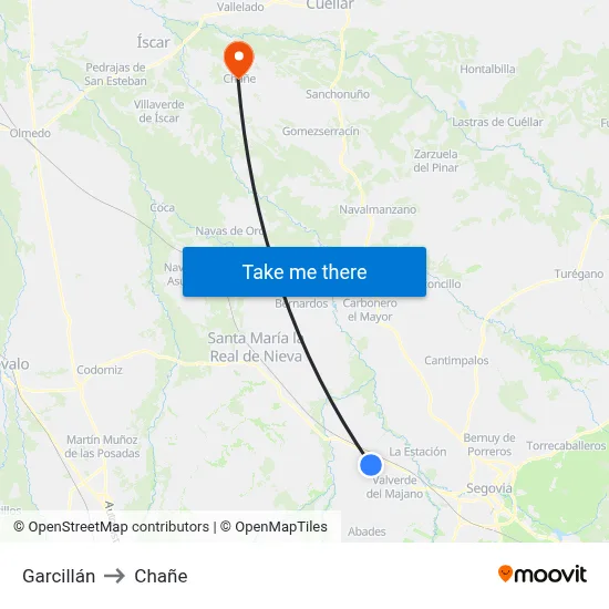 Garcillán to Chañe map
