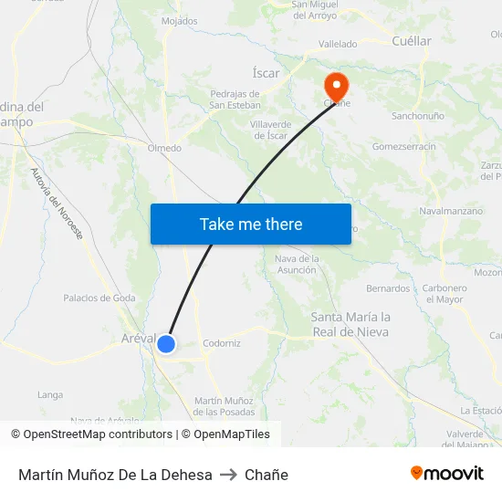 Martín Muñoz De La Dehesa to Chañe map