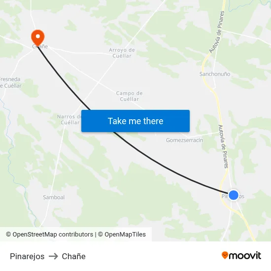 Pinarejos to Chañe map