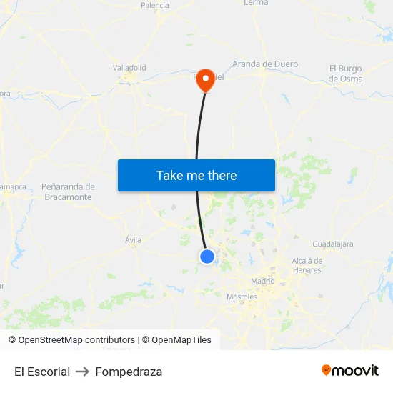El Escorial to Fompedraza map